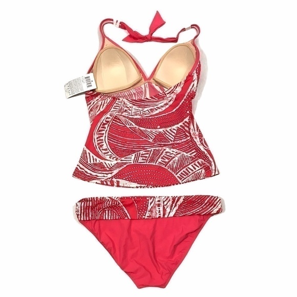 Profile by Gottex Tankini Two Piece Red White Coral - Picture 2 of 8